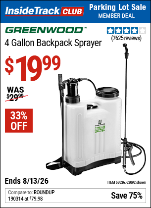 www.hfqpdb.com - GREENWOOD 4 GALLON BACKPACK SPRAYER Lot No. 63092/63036