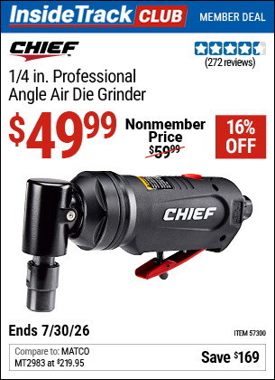 www.hfqpdb.com - CHIEF 1/4 IN. PROFESSIONAL ANGLE AIR DIE GRINDER Lot No. 57300