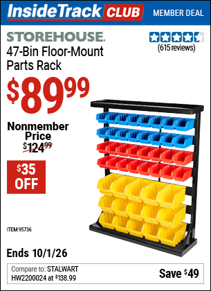 www.hfqpdb.com - STOREHOUSE 47-BIN FLOOR-MOUNT PARTS RACK Lot No. 95736/61166