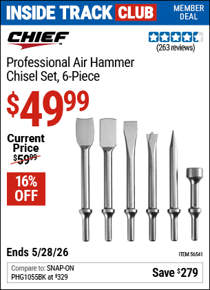 www.hfqpdb.com - CHIEF PROFESSIONAL AIR HAMMER CHISEL SET, 6-PIECE Lot No. 56541