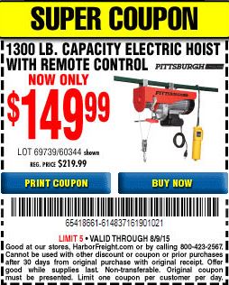 Featured image of post Harbor Freight Electric Hoist Coupon Discount valid on chicago electric welding 125 amp flux core welder