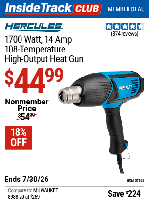 www.hfqpdb.com - HERCULES 1700 WATT, 14 AMP, 108-TEMPERATURE HIGH-OUTPUT HEAT GUN Lot No. 57988