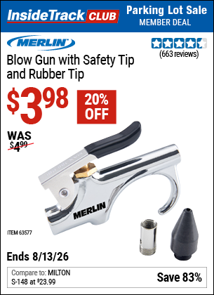 www.hfqpdb.com - MERLIN BLOW GUN WITH SAFETY TIP AND RUBBER TIP Lot No. 63577