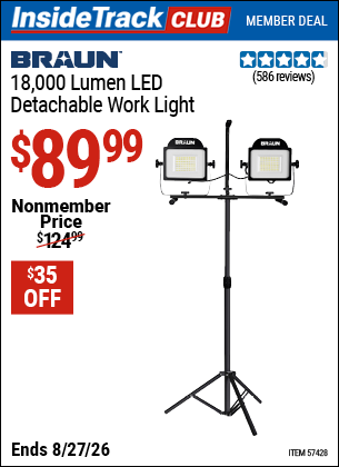 www.hfqpdb.com - BRAUN 18,000 LUMEN LED DETACHABLE WORK LIGHT Lot No. 57428
