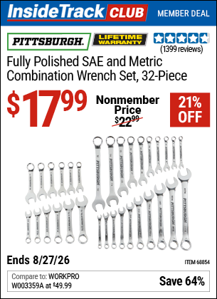 www.hfqpdb.com - PITTSBURGH FULLY POLISHED SAE AND METRIC COMBINATION WRENCH SET, 32-PIECE Lot No. 68854