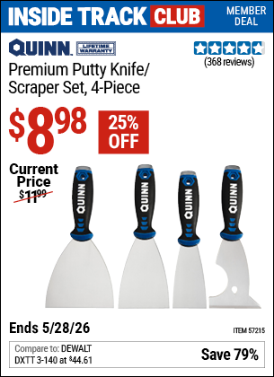 www.hfqpdb.com - QUINN PREMIUM PUTTY KNIFE/SCRAPER SET, 4-PIECE Lot No. 57215