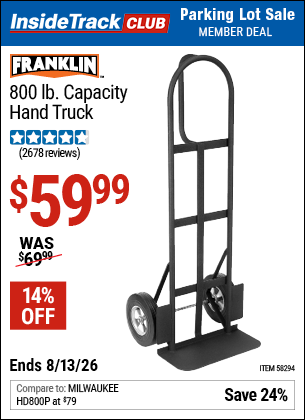 www.hfqpdb.com - FRANKLIN 800 LB. CAPACITY HAND TRUCK Lot No. 58294