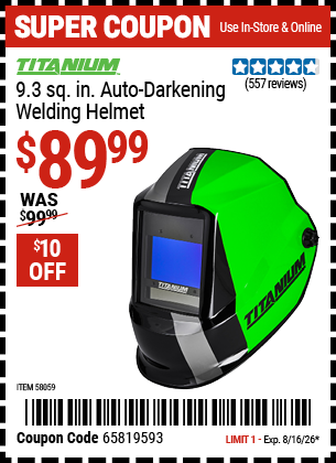 www.hfqpdb.com - TITANIUM 9.3 SQ. IN. AUTO-DARKENING WELDING HELMET Lot No. 58059