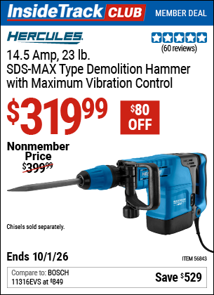 www.hfqpdb.com - HERCULES 14.5 AMP, 23 LB. SDS-MAX TYPE DEMOLITION HAMMER WITH MAXIMUM VIBRATION CONTROL Lot No. 56843