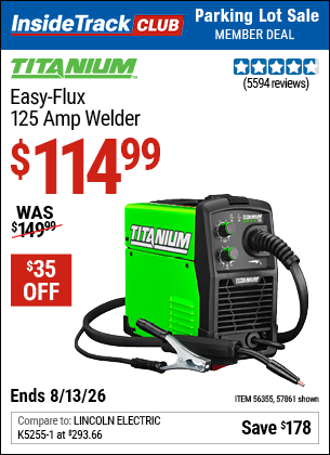 www.hfqpdb.com - TITANIUM EASY-FLUX 125 AMP WELDER Lot No. 56359/56355/57861