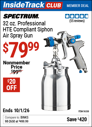 www.hfqpdb.com - SPECTRUM 32 OZ. PROFESSIONAL HTE COMPLIANT SIPHON AIR SPRAY GUN, 1.7 MM NOZZLE Lot No. 56338