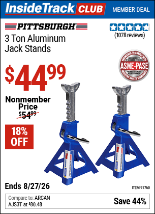 www.hfqpdb.com - PITTSBURGH 3 TON ALUMINUM JACK STANDS Lot No. 91760/56357