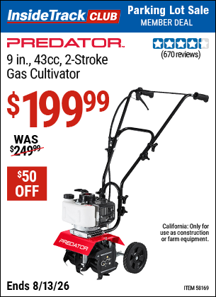 www.hfqpdb.com - PREDATOR 9 IN., 43CC, 2-STROKE GAS CULTIVATOR Lot No. 58169