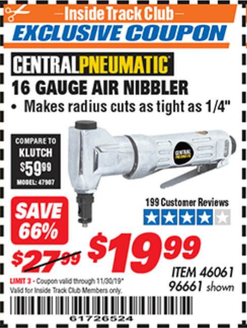 Central Pneumatic 16 Gauge Air Nibbler