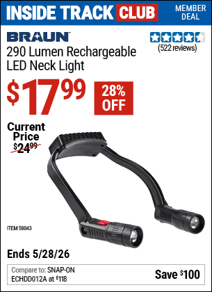 www.hfqpdb.com - BRAUN 290 LUMEN RECHARGEABLE LED NECK LIGHT Lot No. 58043