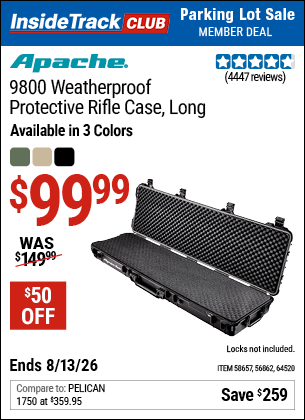 www.hfqpdb.com - APACHE 9800 WEATHERPROOF PROTECTIVE RIFLE CASE, LONG Lot No. 56862/64520/58657