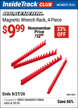 www.hfqpdb.com - U.S. GENERAL MAGNETIC WRENCH RACK, 4-PIECE Lot No. 70023