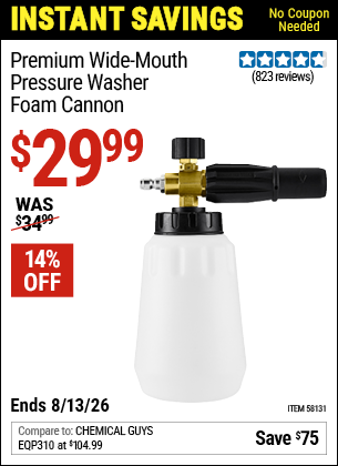 www.hfqpdb.com - PREMIUM WIDE-MOUTH PRESSURE WASHER FOAM CANNON Lot No. 58131