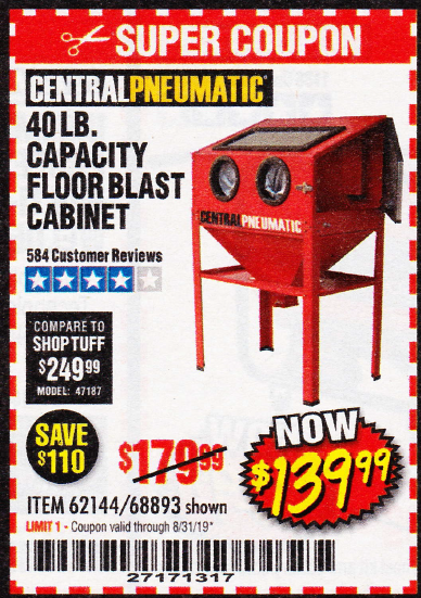 40 lb. Capacity Floor Abrasive Blast Cabinet
