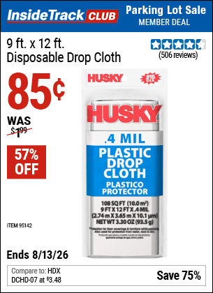 www.hfqpdb.com - HUSKY 9 FT. X 12 FT. DISPOSABLE DROP CLOTH Lot No. 95142