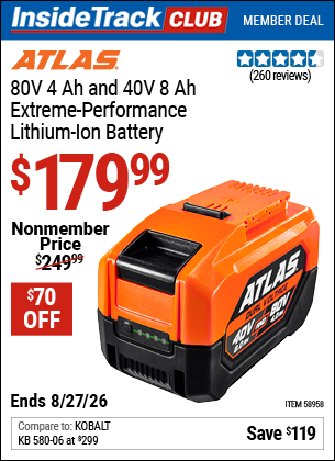 www.hfqpdb.com - ATLAS 80V 4 AH AND 40V 8 AH EXTREME-PERFORMANCE LITHIUM-ION BATTERY Lot No. 58958