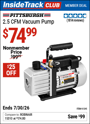 www.hfqpdb.com - PITTSBURGH 2.5 CFM VACUUM PUMP Lot No. 61245