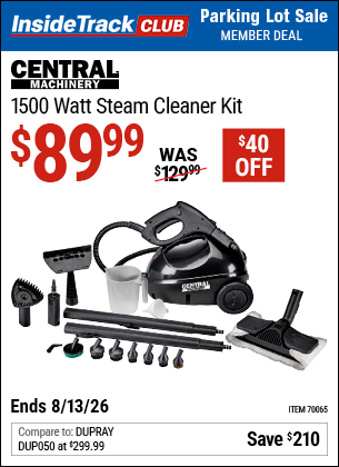 www.hfqpdb.com - CENTRAL MACHINERY 1500 WATT STEAM CLEANER KIT Lot No. 70065