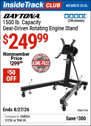 www.hfqpdb.com - DAYTONA 1500 LB. CAPACITY GEAR-DRIVEN ROTATING ENGINE STAND Lot No. 57745