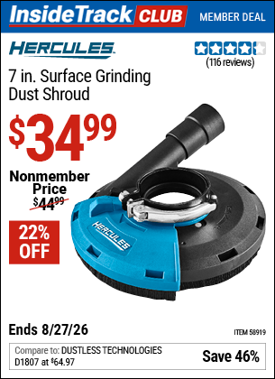 www.hfqpdb.com - HERCULES 7 IN. SURFACE GRINDING DUST SHROUD Lot No. 58919