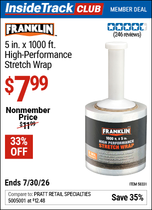 www.hfqpdb.com - FRANKLIN 5 IN. X 1000 FT. HIGH-PERFORMANCE STRETCH WRAP Lot No. 58331