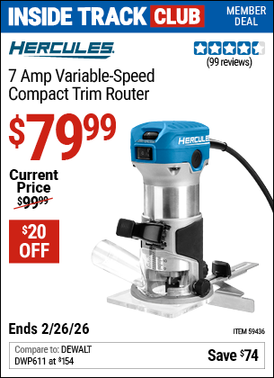 www.hfqpdb.com - HERCULES 7 AMP VARIABLE-SPEED COMPACT TRIM ROUTER Lot No. 59436
