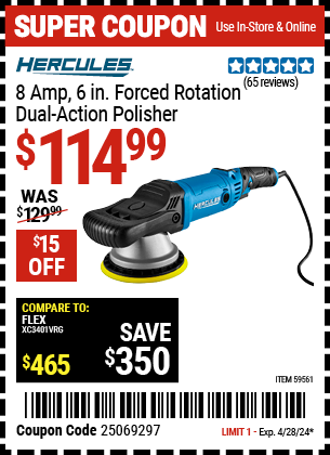 www.hfqpdb.com - HERCULES 8 AMP, 6 IN. FORCED ROTATION DUAL-ACTION POLISHER Lot No. 59561