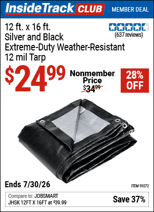 www.hfqpdb.com - 12 FT. X 16 FT. SILVER AND BLACK EXTREME-DUTY WEATHER-RESISTANT 12 MIL TARP Lot No. 59272
