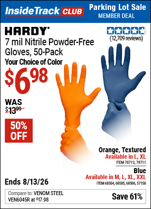 www.hfqpdb.com - HARDY 7 MIL NITRILE POWDER-FREE GLOVES, 50-PACK Lot No. 68506/68504/57158/68505