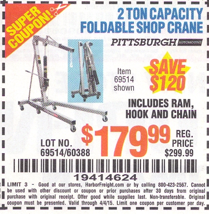 Featured image of post Harbor Freight 2 Ton Engine Hoist Coupon However it is worth noting there are two types