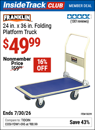 www.hfqpdb.com - FRANKLIN 24 IN. X 36 IN. FOLDING PLATFORM TRUCK Lot No. 58299