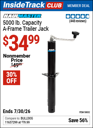 www.hfqpdb.com - HAUL-MASTER 5000 LB. CAPACITY A-FRAME TRAILER JACK Lot No. 58032