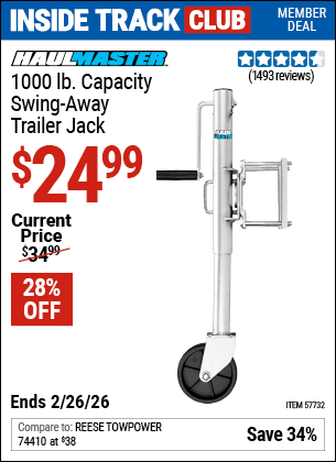 www.hfqpdb.com - HAUL-MASTER 1000 LB. CAPACITY SWING-AWAY TRAILER JACK Lot No. 57732