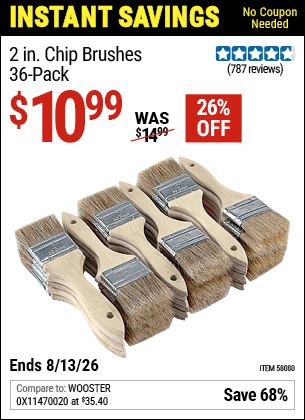 www.hfqpdb.com - 2 IN. CHIP BRUSHES, 36-PACK Lot No. 58080