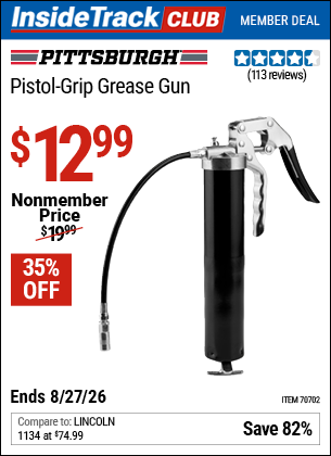 www.hfqpdb.com - PITTSBURGH PISTOL-GRIP GREASE GUN Lot No. 70702