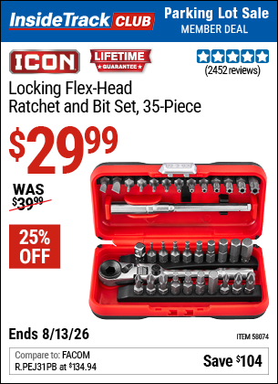 www.hfqpdb.com - ICON LOCKING FLEX-HEAD RATCHET AND BIT SET, 35-PIECE Lot No. 58074