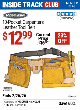 www.hfqpdb.com - VOYAGER 10-POCKET CARPENTERS LEATHER TOOL BELT Lot No. 63392