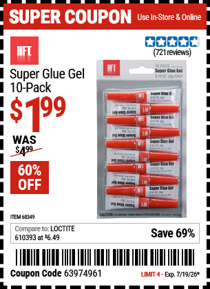 www.hfqpdb.com - HFT SUPER GLUE GEL, 10-PACK Lot No. 68349