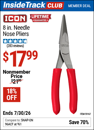 www.hfqpdb.com - ICON 8 IN. NEEDLE NOSE PLIERS Lot No. 59167