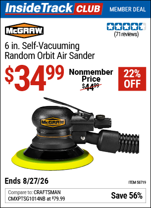 www.hfqpdb.com - MCGRAW 6 IN. SELF-VACUUMING RANDOM ORBIT AIR SANDER Lot No. 58719