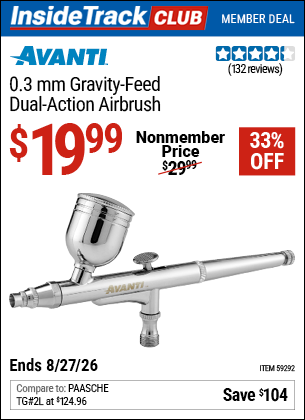 www.hfqpdb.com - AVANTI 0.3 MM GRAVITY-FEED DUAL-ACTION AIRBRUSH Lot No. 59292