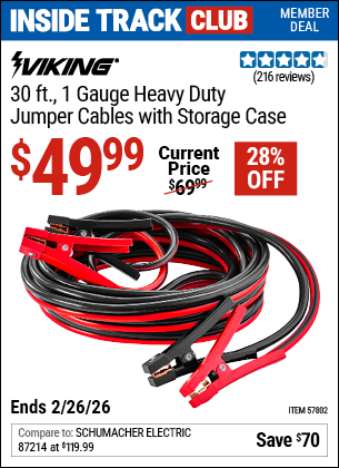 www.hfqpdb.com - VIKING 30 FT., 1 GAUGE HEAVY DUTY JUMPER CABLES WITH STORAGE CASE Lot No. 57802