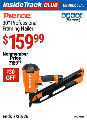 www.hfqpdb.com - PIERCE 30&deg; PROFESSIONAL FRAMING NAILER Lot No. 58025