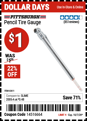 www.hfqpdb.com - PITTSBURGH PENCIL TIRE GAUGE Lot No. 63611