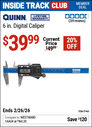 www.hfqpdb.com - QUINN 6 IN. DIGITAL CALIPER Lot No. 57460
